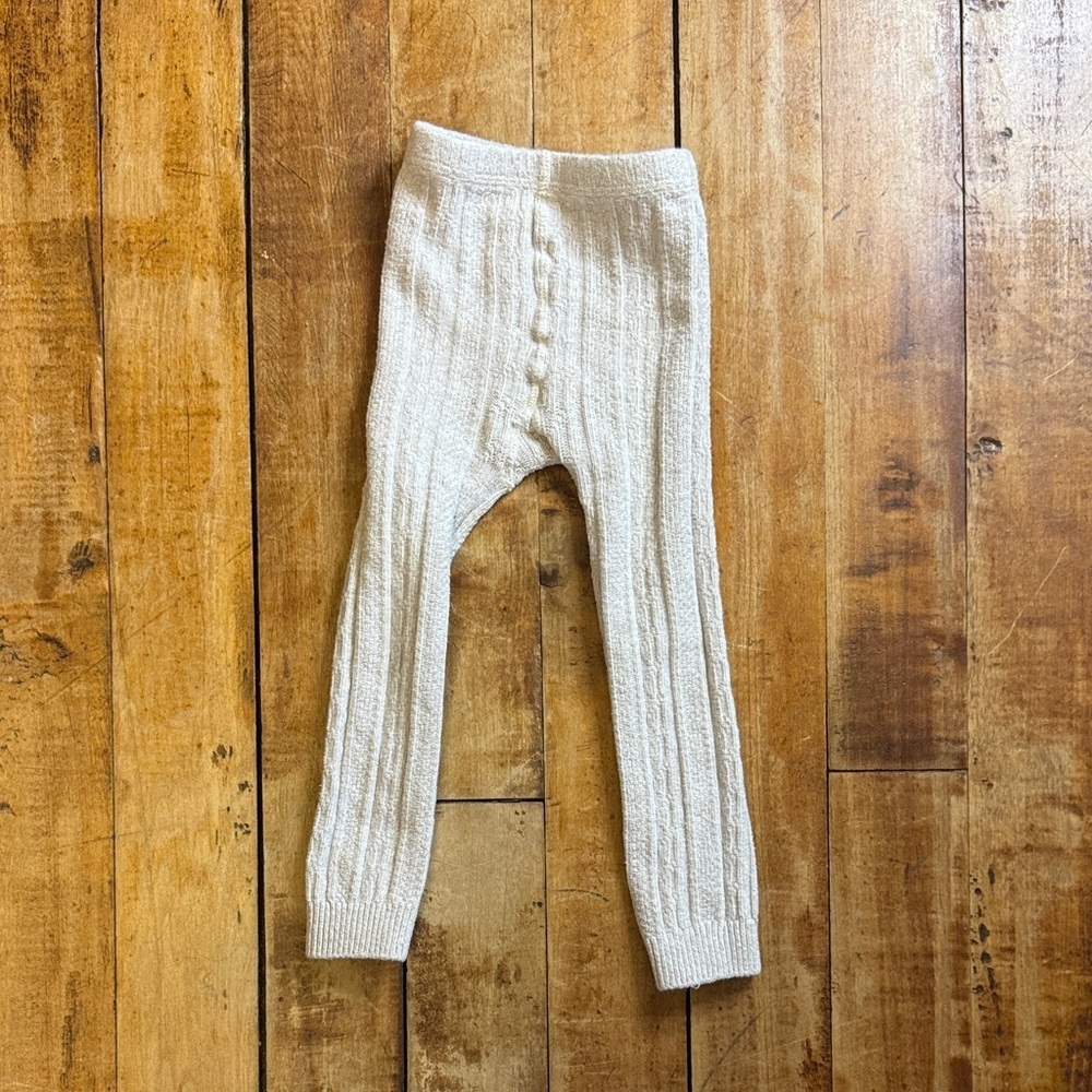 Mini Boden Cream Cable Knit Leggings size 3 to 4 cotton